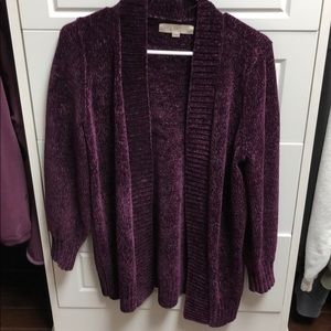 Loft purple chenille open cardigan, M.